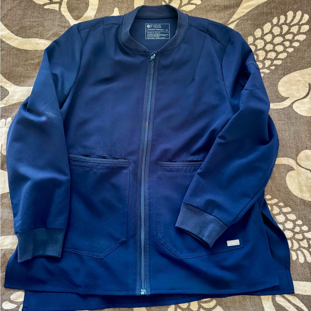 FIGS Bellery Technical Collection Womens Scrub Jacket Navy Full Zip Sz XL